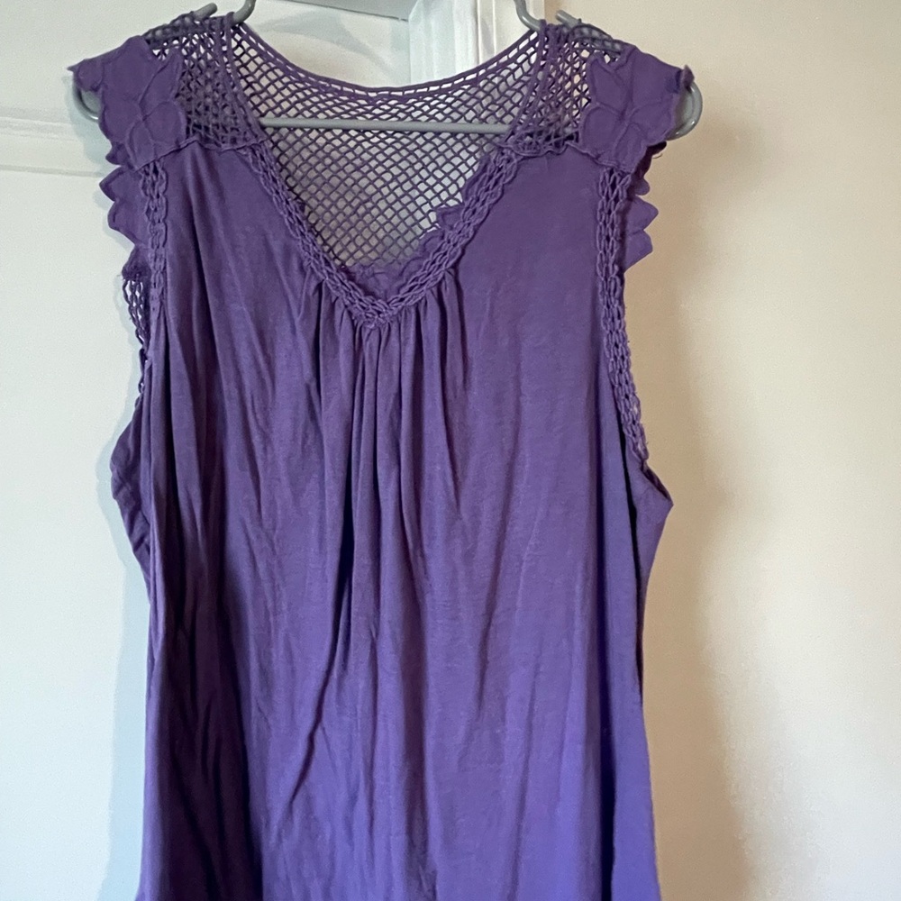 a.n.a Purple Pleated Ruffled Tank Top